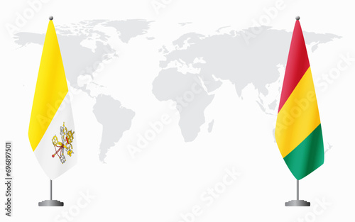 Vatican and Guinea flags for official meeting
