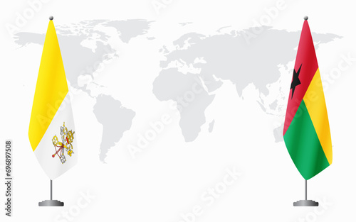 Vatican and Guinea Bissau flags for official meeting