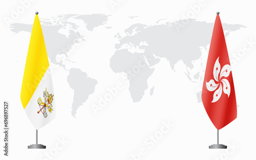 Vatican and Hong Kong flags for official meeting