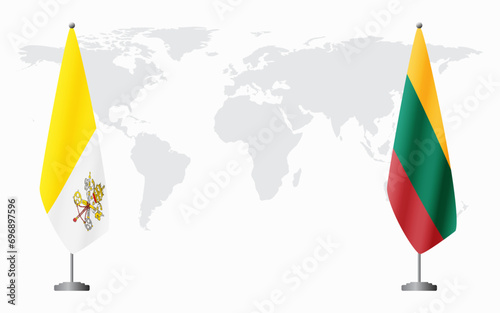 Vatican and Lithuania flags for official meeting