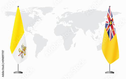 Vatican and Niue flags for official meeting
