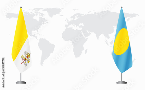 Vatican and Palau flags for official meeting