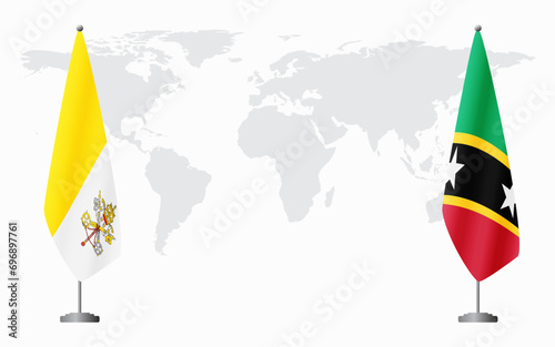 Vatican and Saint Kitts and Nevis flags for official meeti