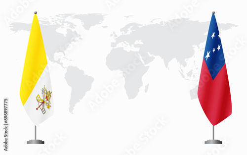 Vatican and Samoa flags for official meeting