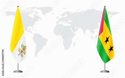 Vatican and Sao Tome and Principe flags for official meeti