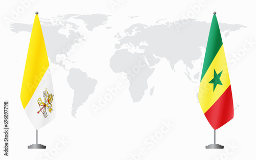 Vatican and Senegal flags for official meeting
