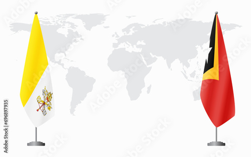 Vatican and East Timor flags for official meeting