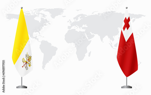 Vatican and Tonga flags for official meeting