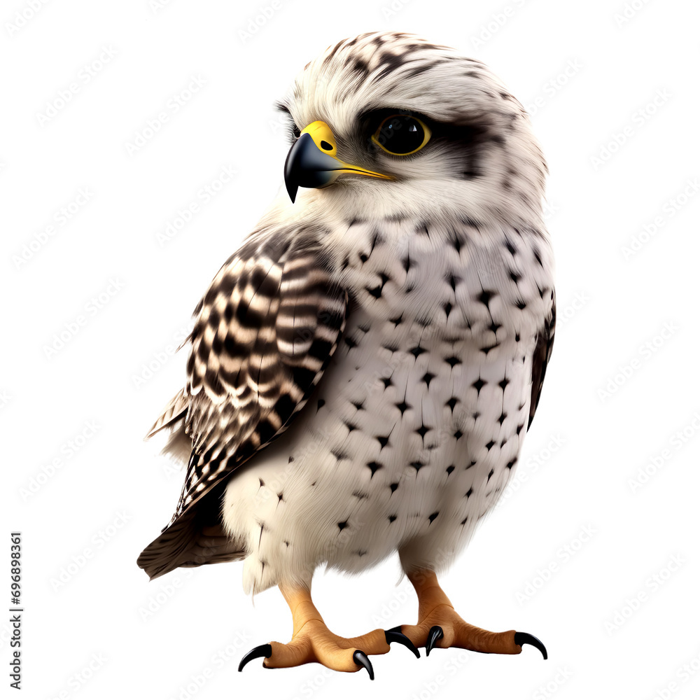 Fototapeta premium Baby falcon standing, isolated on transparent or white background