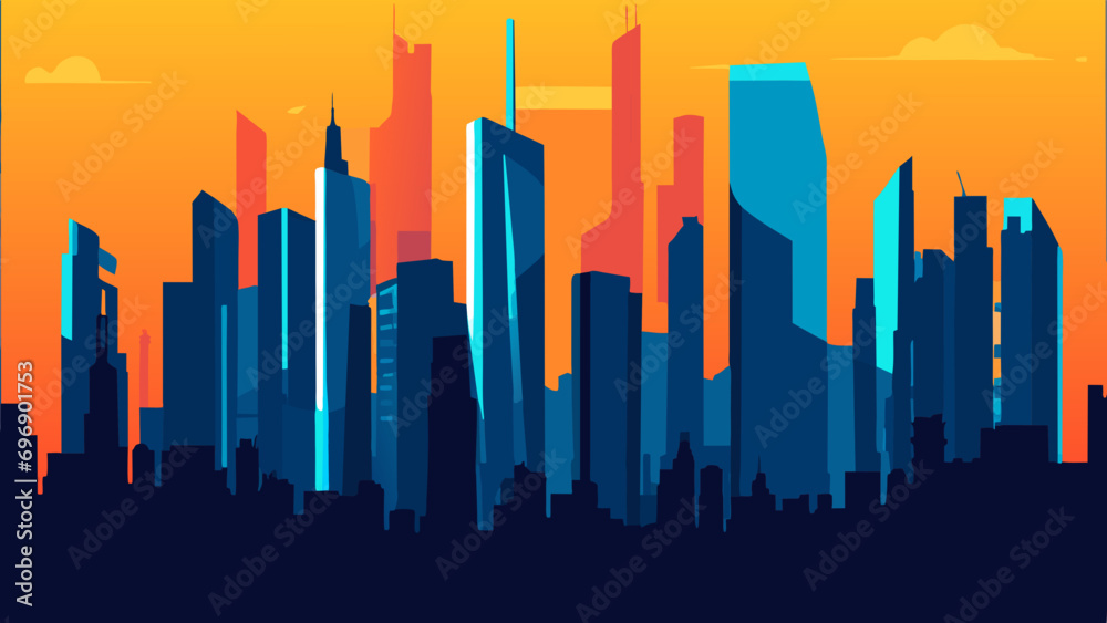 Abstract cityscape with skyscraper silhouettes. vektor icon illustation