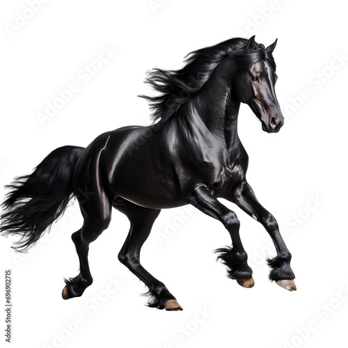 A black horse is running gracefully on a transparent background PNG. © I LOVE PNG