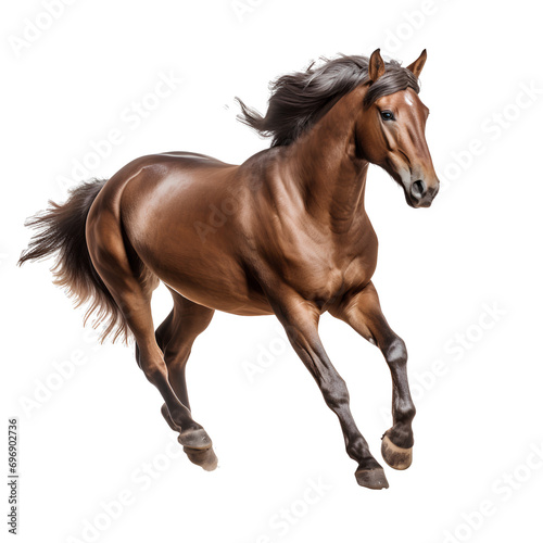 Brown horse running gracefully on transparent background PNG