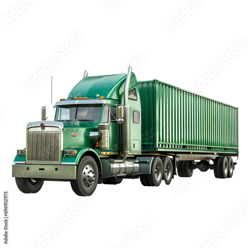 Green container truck on transparent background PNG