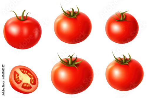 set of tomatoes on transparent background