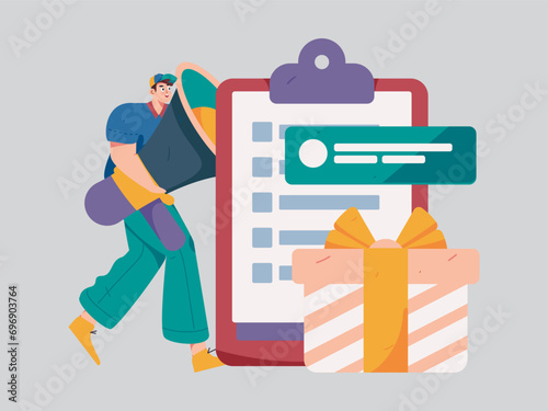Flat vector illustration of business people operating work scene 