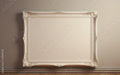 Toned beige minimalistic interior. Empty frame with copy space for quotes or products. AI Generative.