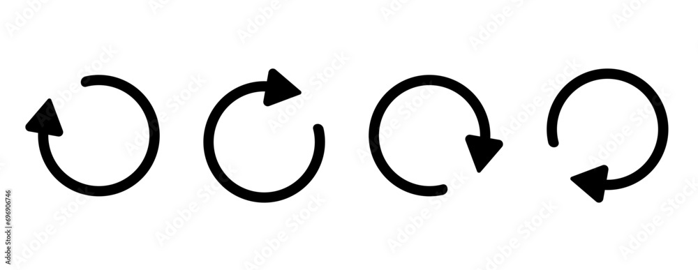 Refresh Button Vector Icons – Circular Arrow Rotation Sequence – Symbols for Website Reload or Refresh