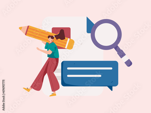 Flat vector illustration of business people operating work scene
