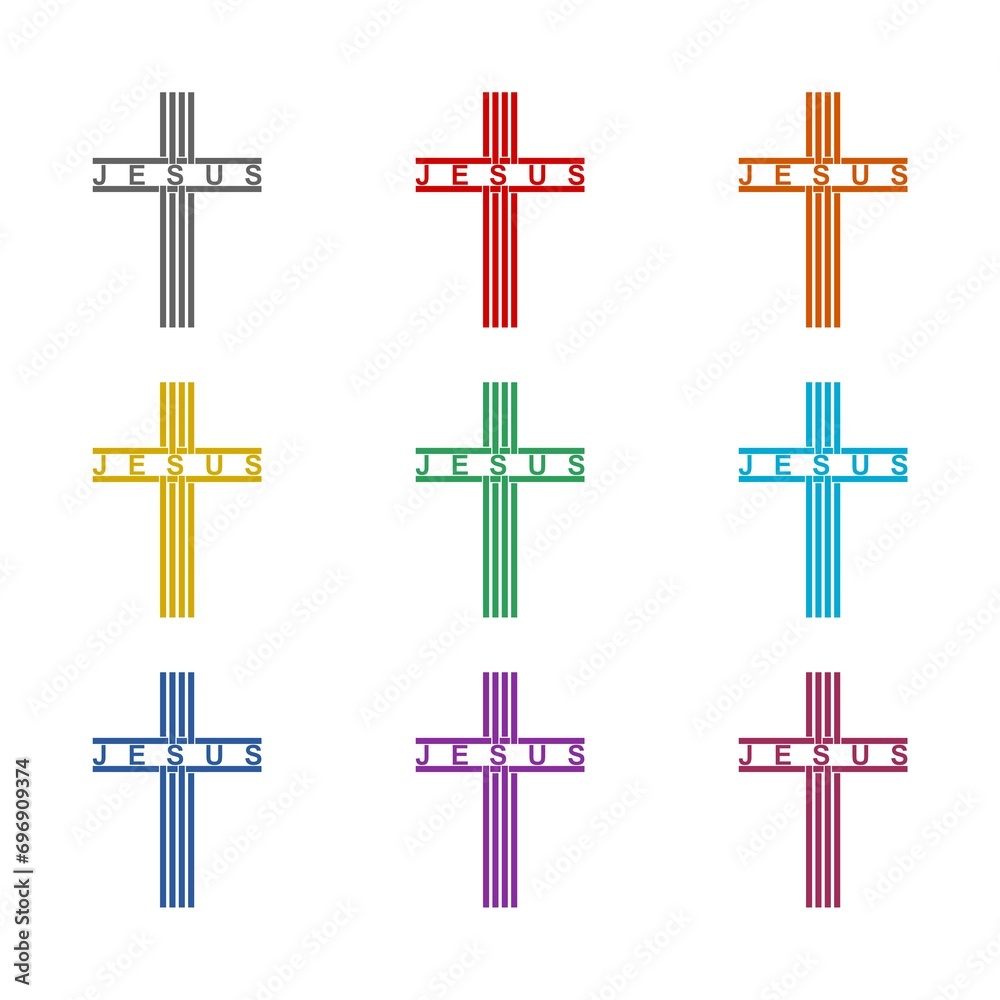 Jesus sign icon isolated on white background. Set icons colorful