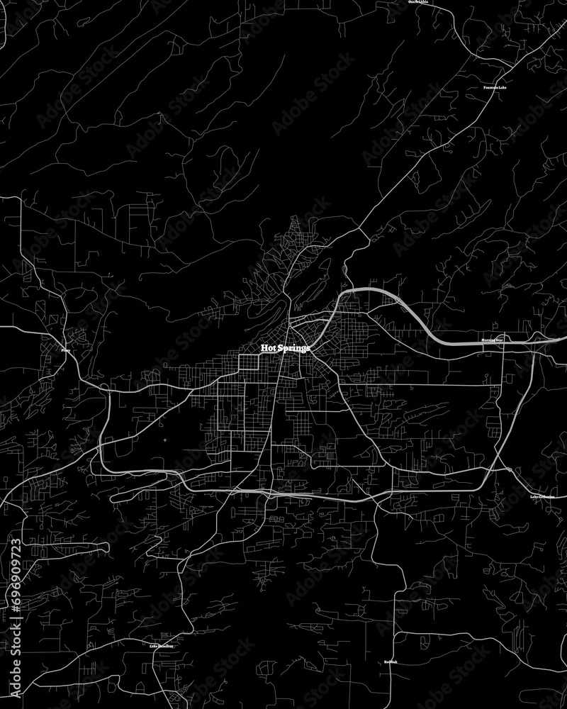 Hot Springs Arkansas Map, Detailed Dark Map of Hot Springs Arkansas ...