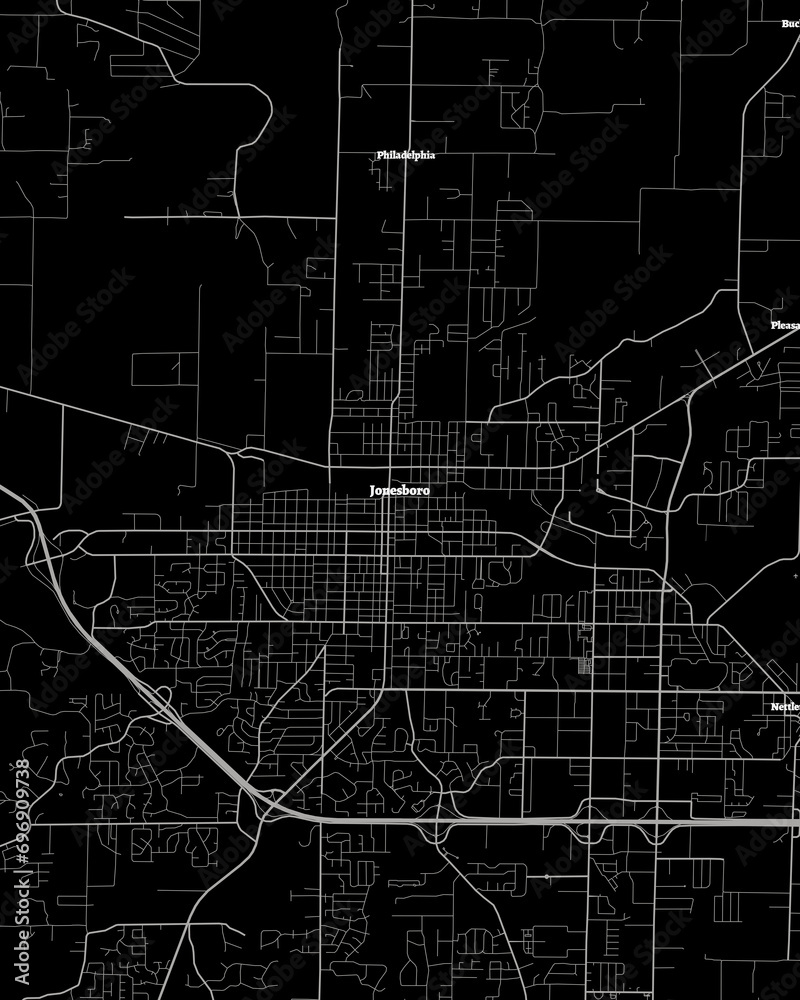 Jonesboro Arkansas Map, Detailed Dark Map of Jonesboro Arkansas