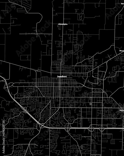 Jonesboro Arkansas Map, Detailed Dark Map of Jonesboro Arkansas photo