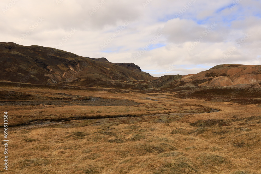 View on a mountain in the south of Iceland, in the Austurland region