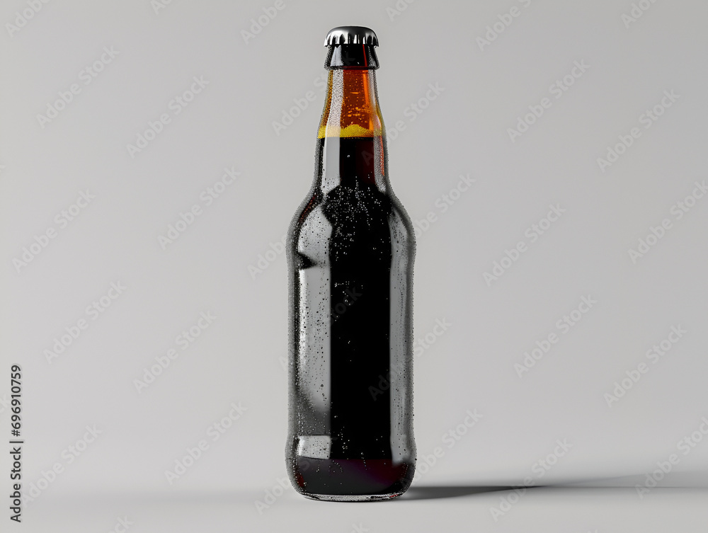 Glass dark Beer Bottle with Empty Label Mock-Up on a white background Glass dark Beer Bottle with Empty Label Mock-Up on a white background