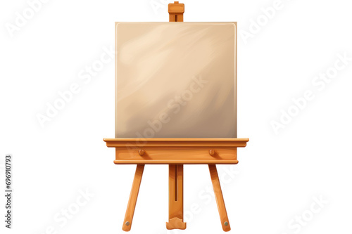 wooden easel with blank canvas on transparent background