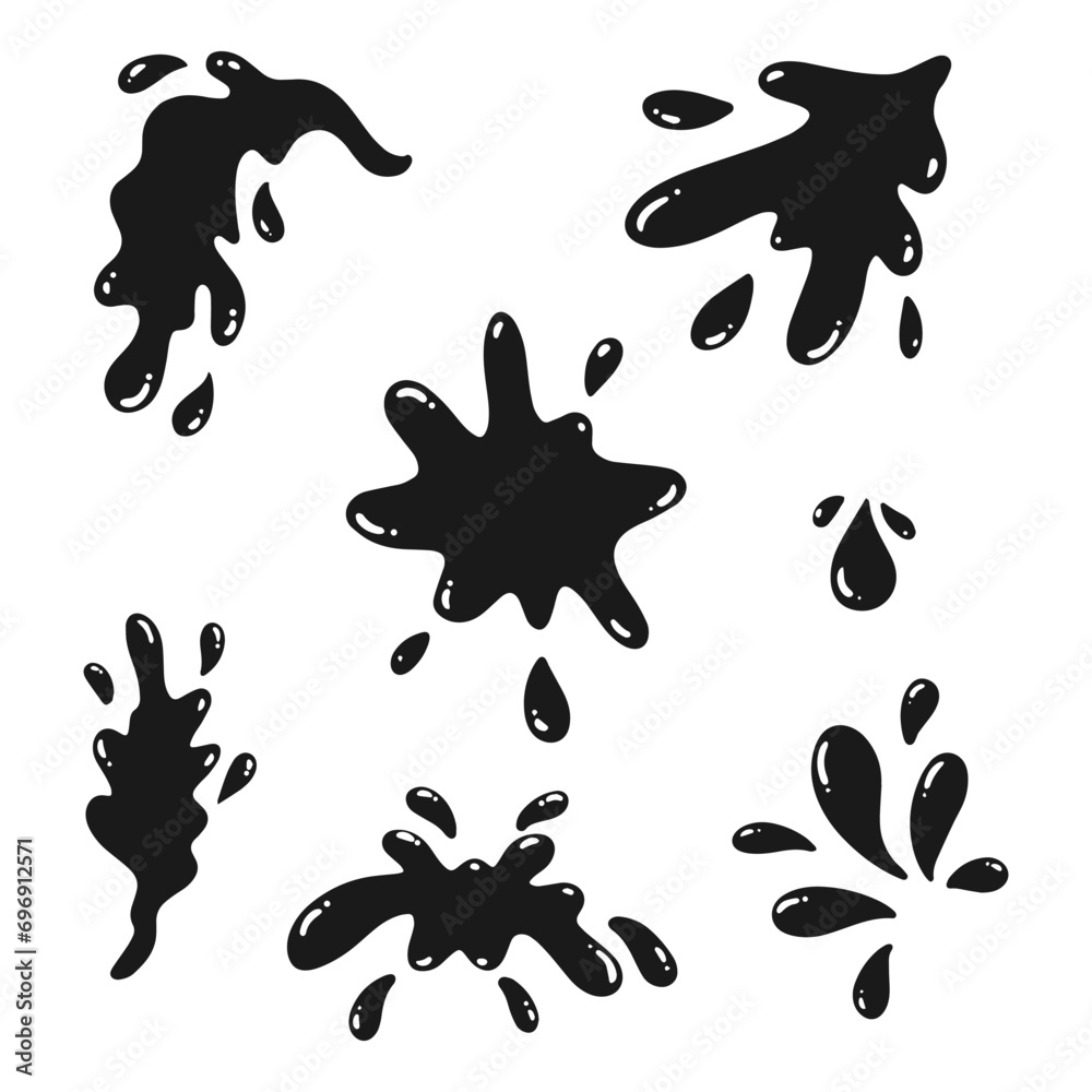 splash water set vector silhouette