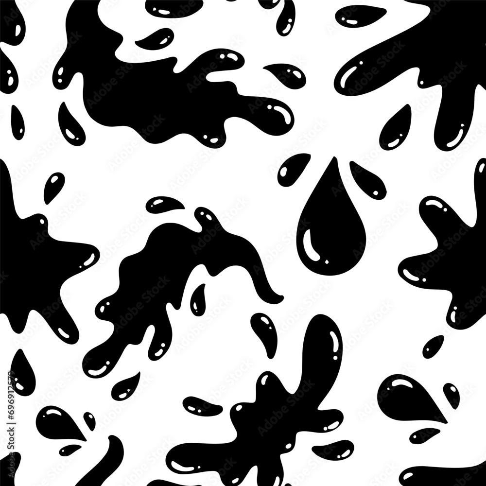 water splash silhouette seamless pattern