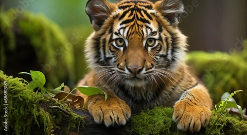 a tiger in the forest footage photo