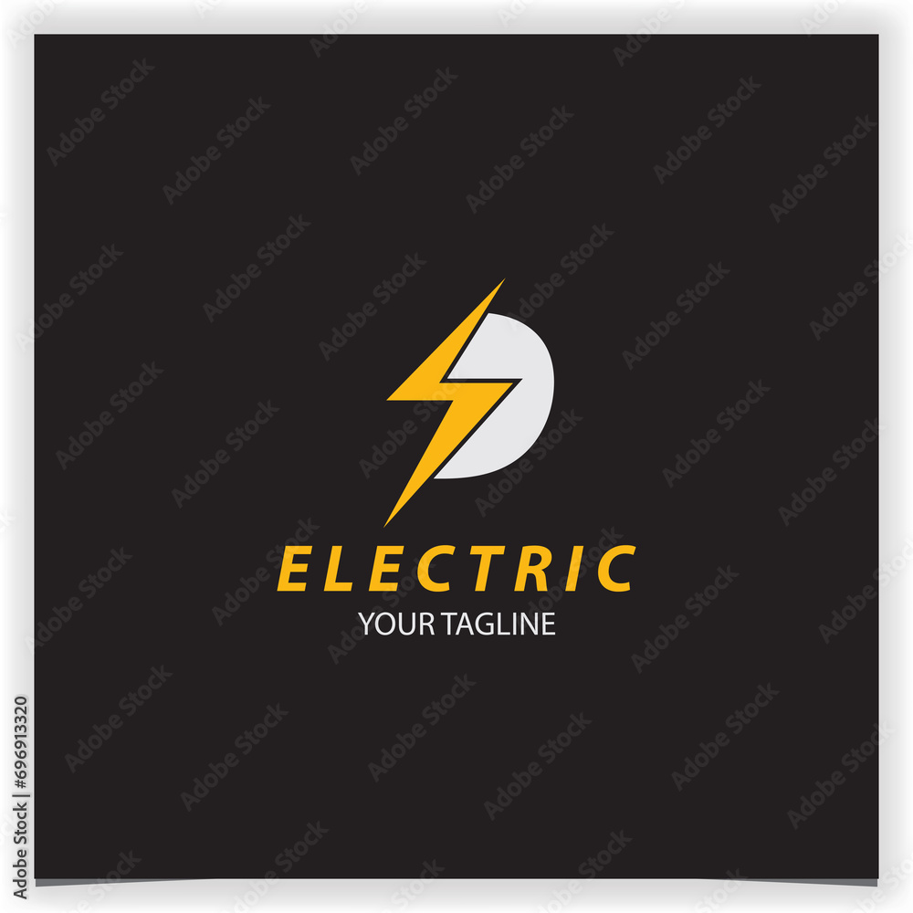 letter d electric logo lightning bolt tunder bolt design logo template vector illustration
