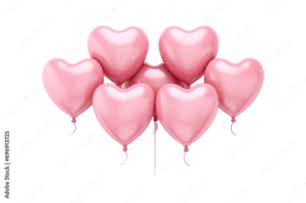 heart shaped balloons on transparent background