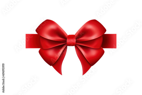 red ribbon bow on transparent background