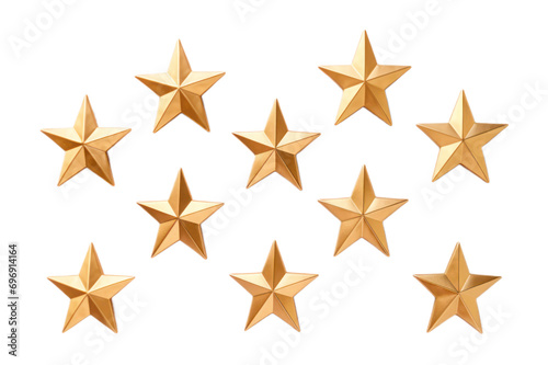 golden stars isolated on transparent background