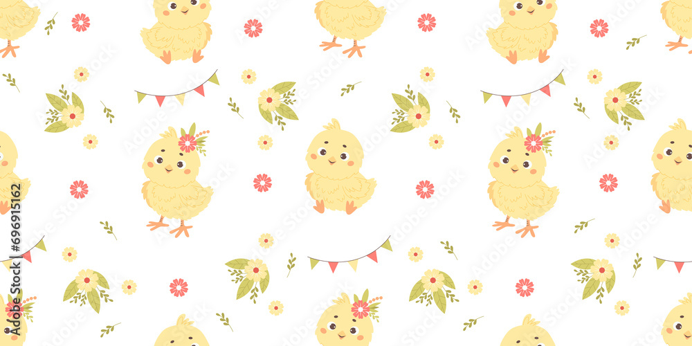 Seamless pattern with little chicks Seamless pattern with little chicks