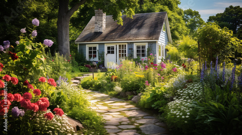 A quaint summer cottage garden.