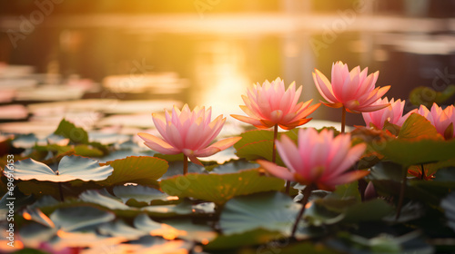 A serene lotus pond at sunset. © Melvin
