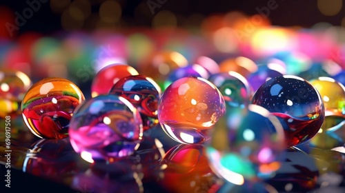 Colorful transparent glass balls Ai Generative