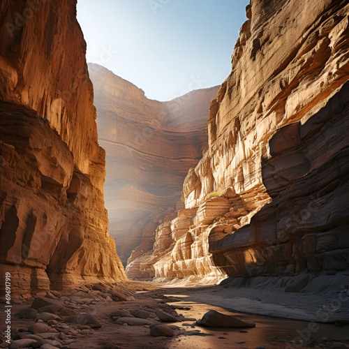 Spectacular Canyon with Layered Rock Formations, Generative AI, Siq de Petra, Wadi Musa, Jordania, Oriente Medio, Asia, Exploring Wadi al Mujib canyon near the Dead Sea in Jordan, formación de rocas r