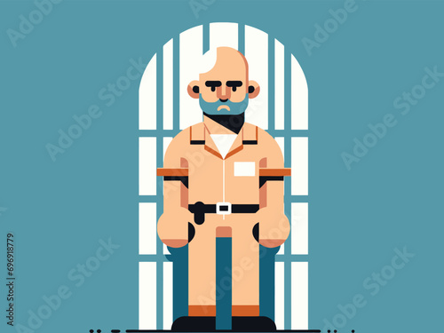 Prisoner or Criminal, illustration or Vector Art, Modern Art Style 