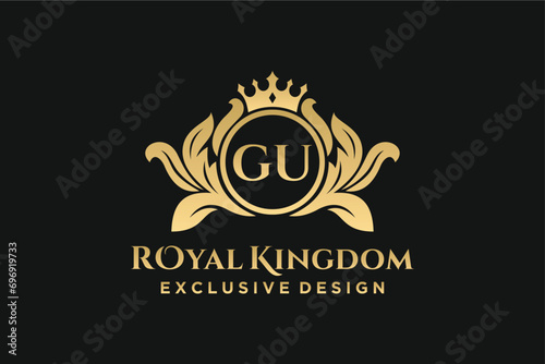 Letter GU template logo Luxury. Monogram alphabet . Beautiful royal initials letter.