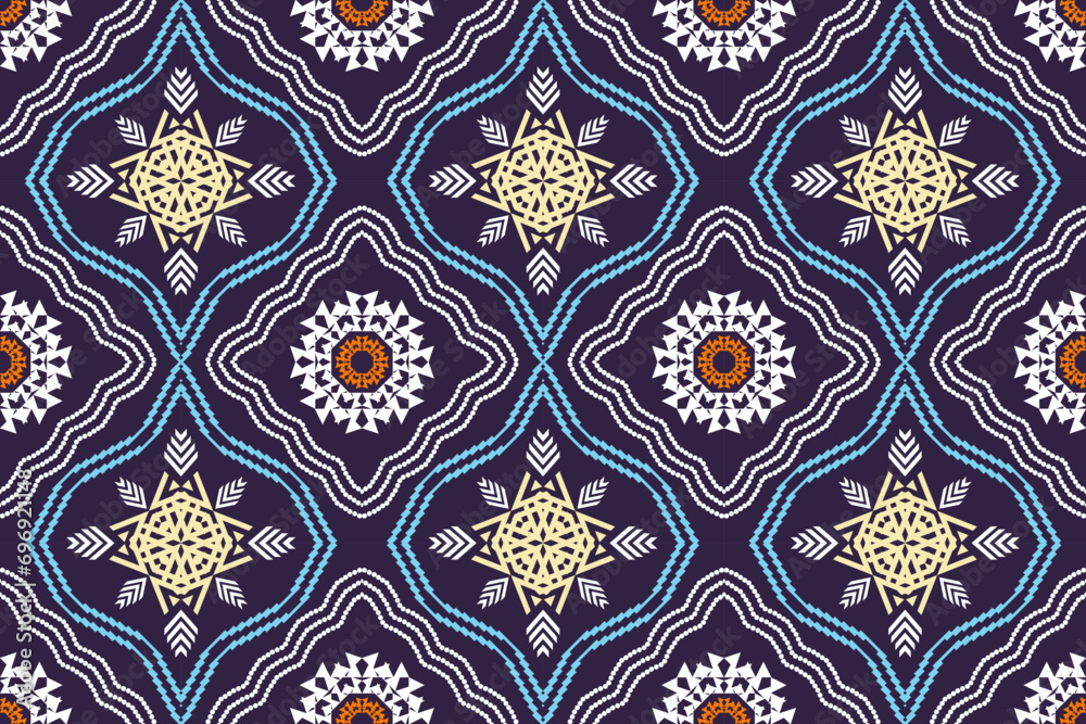 Ethnic Figure aztec embroidery style. Geometric ikat oriental traditional art pattern.Design for ethnic background,wallpaper,fashion,clothing,wrapping,fabric,element,sarong,graphic,vector illustration