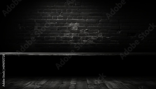 Abstract black brick wall texture on dark background, ideal for creative design projects