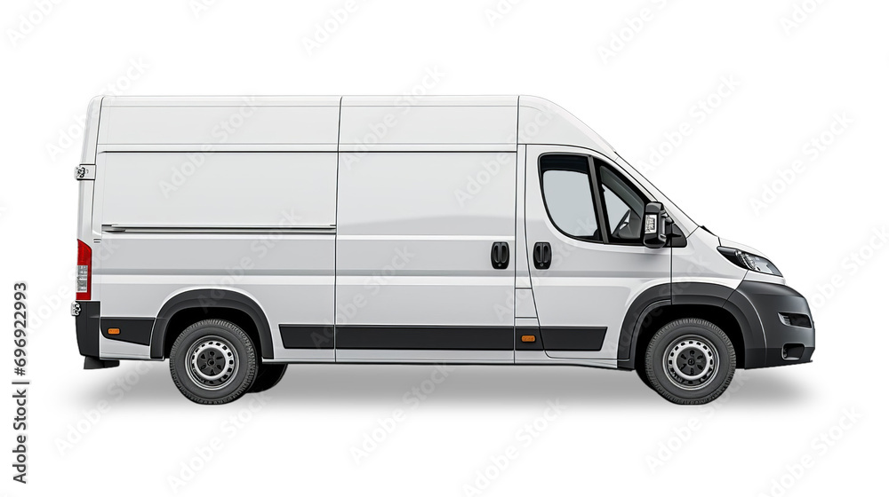 white delivery van isolated on transparent Background white delivery van isolated on transparent Background