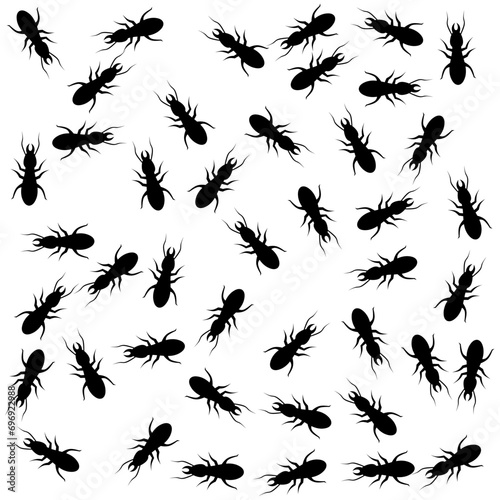 Termite colony vector illustration. On a white background. Wood-eating termites.