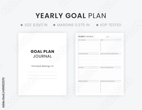 Goal Planning Journal Template, Yearly Goals Planner