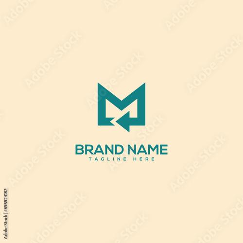 Alphabet minimal letter M and arrow logo design template - vector.