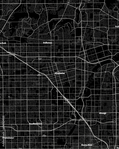 Anaheim California Map, Detailed Dark Map of Anaheim California photo